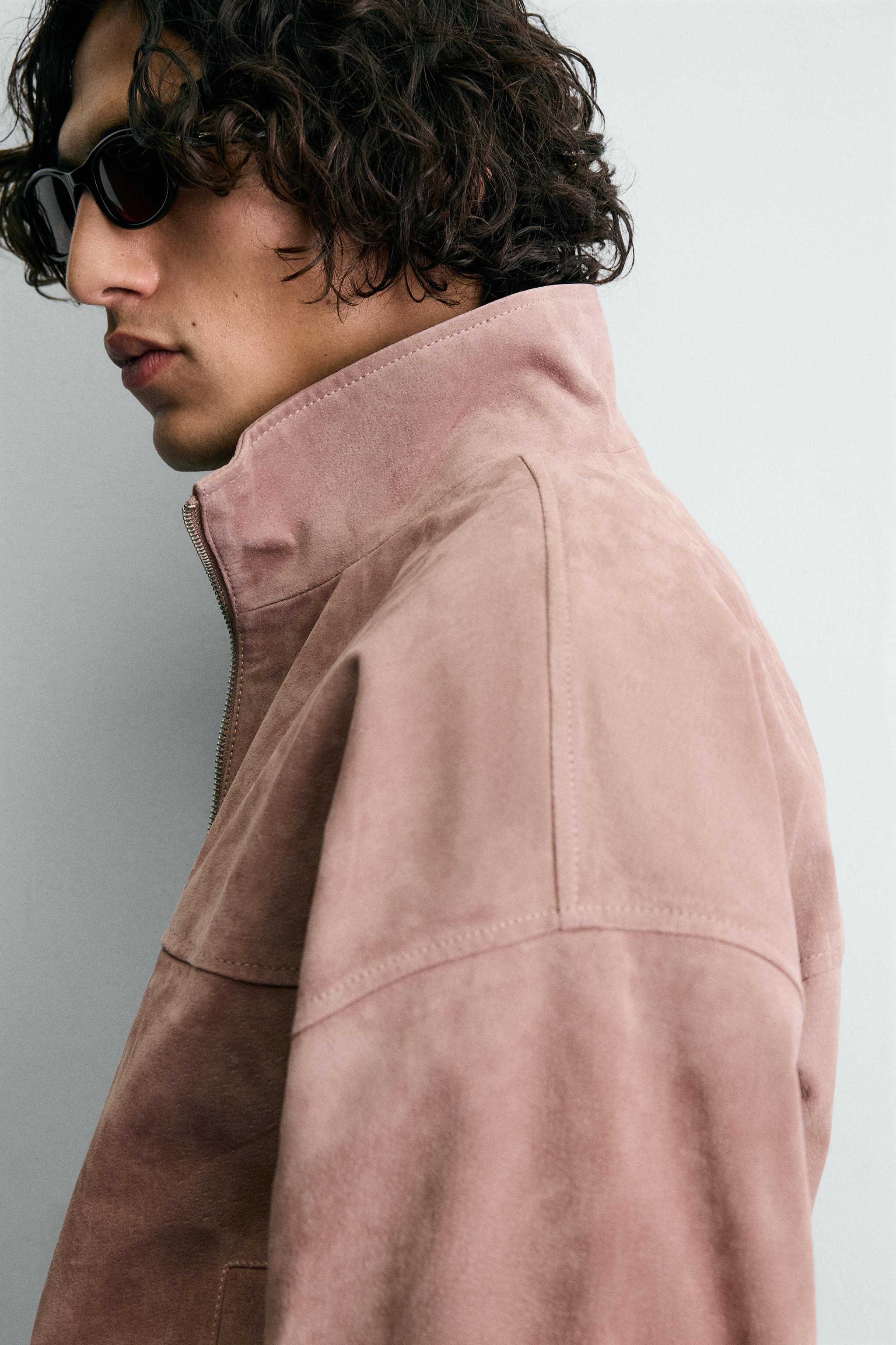 CROPPED FIT SUEDE LEATHER JACKET