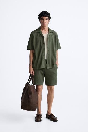 Zara STRUCTURED SHIRT - Khaki - Image 0