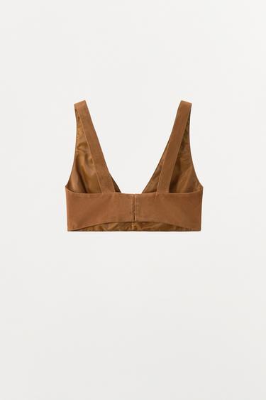 TOP CUIR DAIM 100 % NŒUD - Caramel de Zara - Image 5
