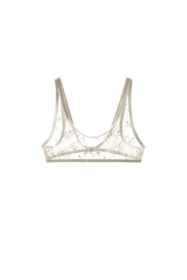 BRALETTE ENCAJE - Blanco roto de Zara
