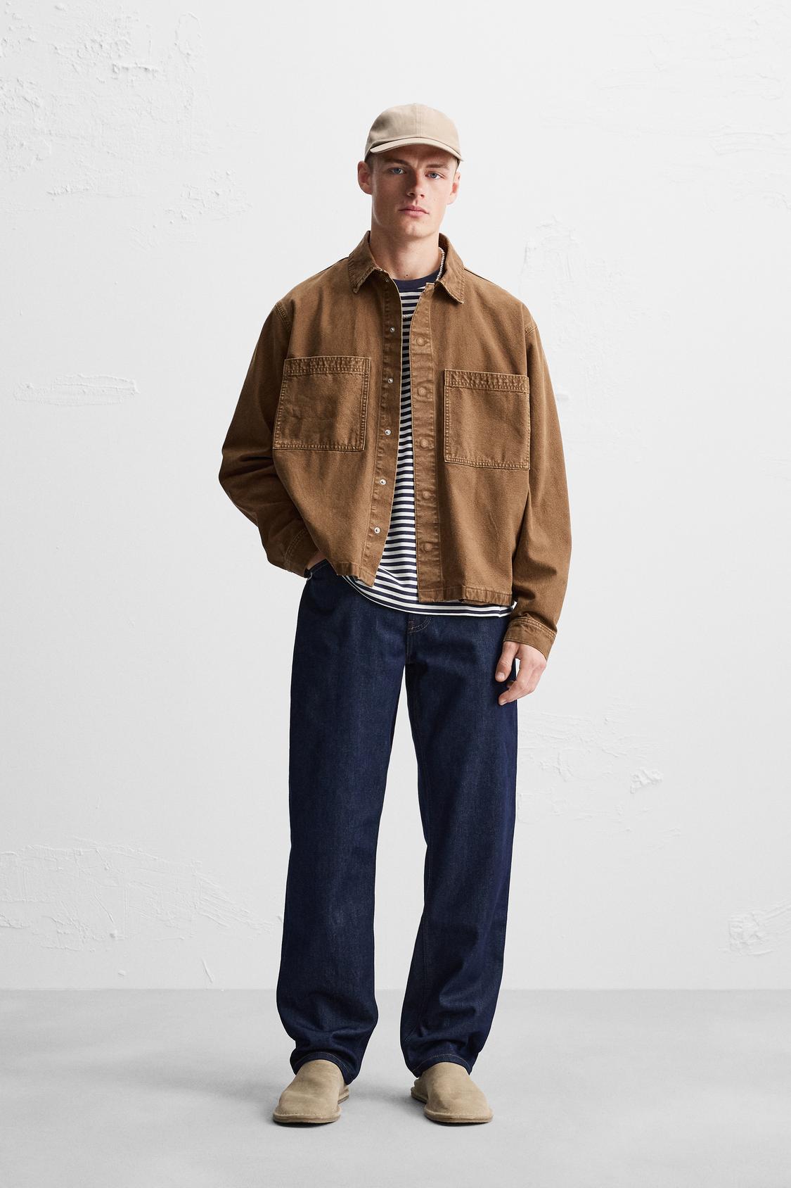 Boxy Fit Overshirt Geruit Overshirt Zara Zara WASHED BOXY FIT