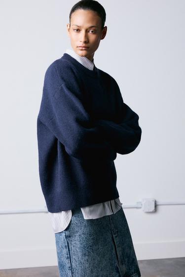 FALDA MIDI DENIM ZW COLLECTION - Azul claro de Zara