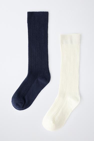 2-PACK OF LONG POINTELLE SOCKS - Navys / Ecrus by Zara