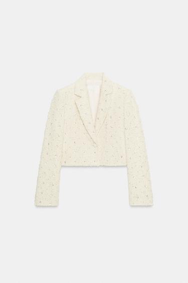 VESTE COURTE EFFRANGÉE À FANTAISIE - Écru de Zara - Image 6