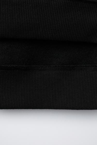 SWEAT À CAPUCHE DOUBLE MANCHE ÉTIQUETTE - Noir de Zara - Image 3