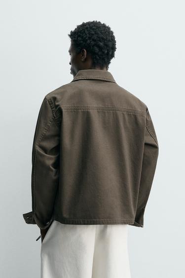 SURCHEMISE REGULAR FIT ZIPPÉE - Marron de Zara - Image 2