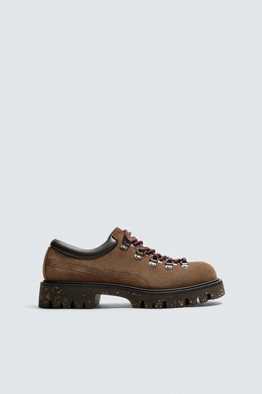 LEATHER SHOES WITH HOOKS - Brown by Zara