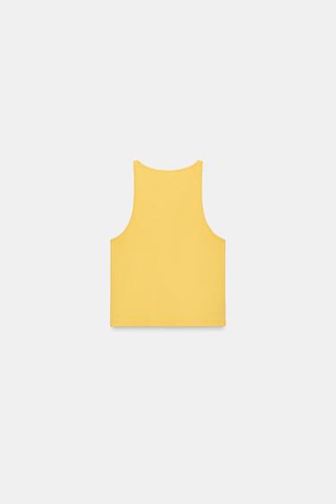 TOP COURT CÔTELÉ - Jaune de Zara - Image 3