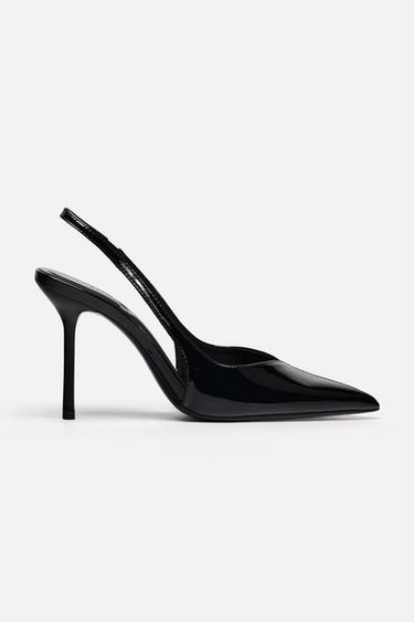 Zara PATENT SLINGBACK PUMPS - Black