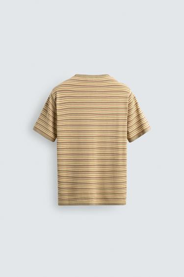 T-SHIRT JACQUARD À RAYURES - Jaune de Zara - Image 8