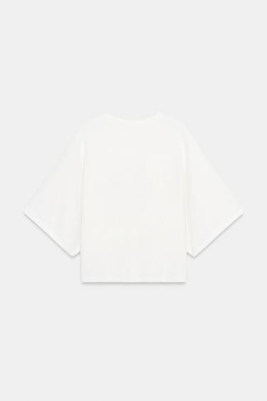 RUSTIC SHORT SLEEVE TOP - Ecru by Zara - Image 6