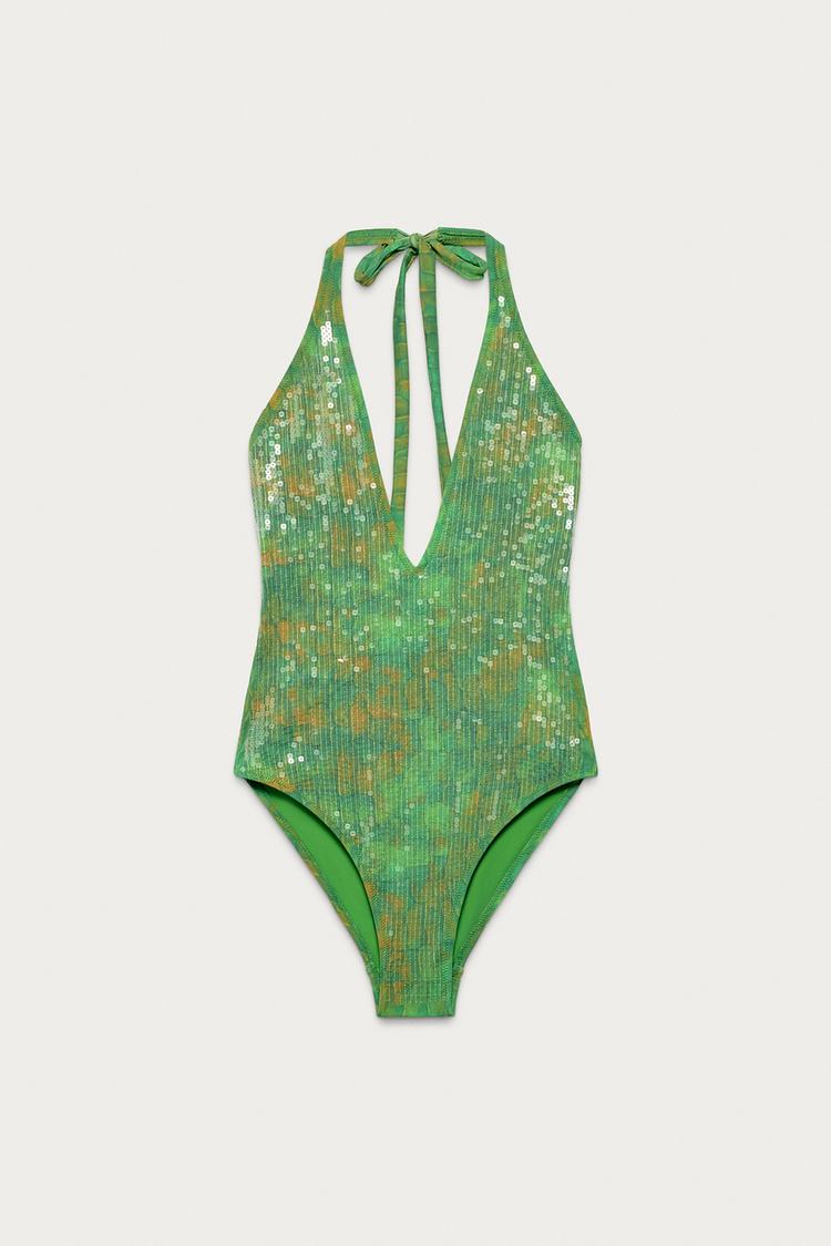 Traje de baño halter con lentejuelas MARISA BERENSON X ZARA 2