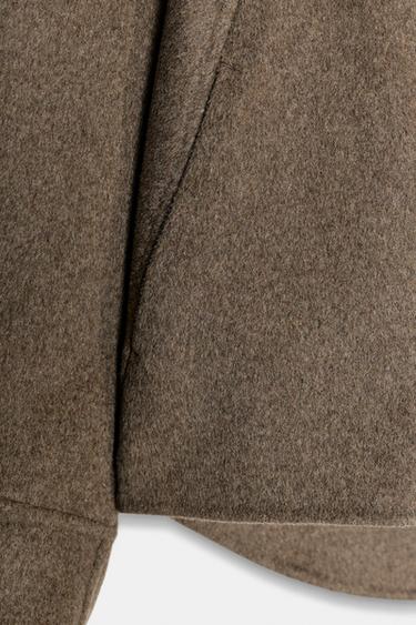 Zara WOOL BLEND ZIPPER JACKET ZW COLLECTION - Brown / Taupe