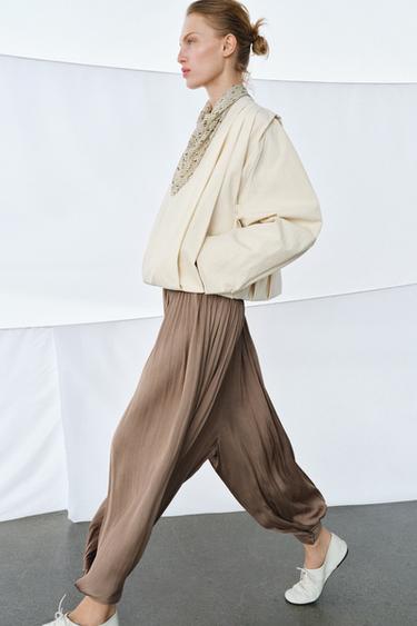 ZW COLLECTION PLEATED VOLUME TROUSERS - Brown by Zara - Image 3