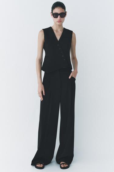 PANTALÓN ANCHO PINZAS ZW COLLECTION - Negro de Zara - Imagen 0