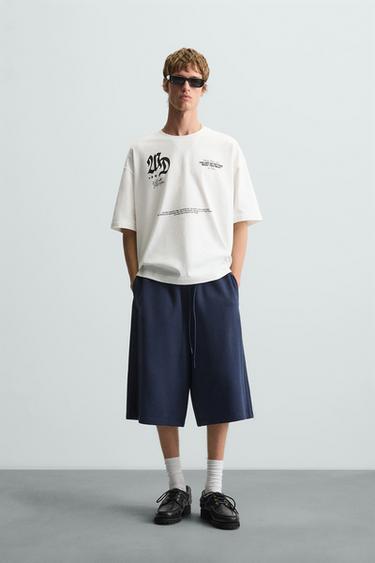 CAMISETA TEXTOS ESTAMPADOS - Blanco roto de Zara - Imagen 0
