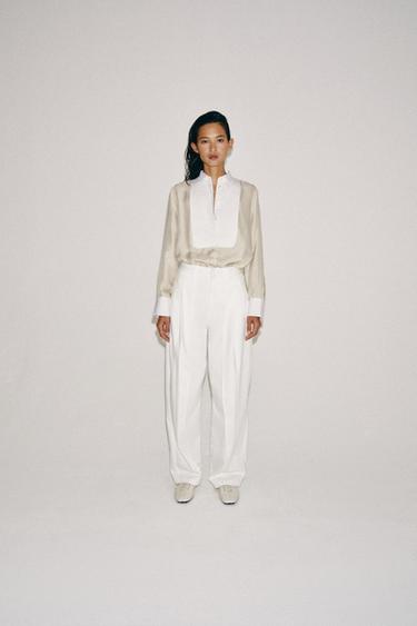 Zara ZARA WOMAN COLLECTION 100%絲質襯衫 - 中裸色