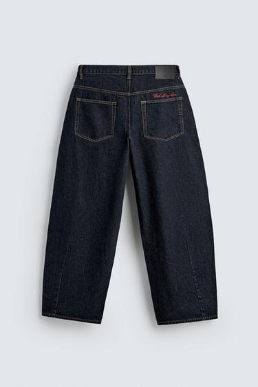 EMBROIDERED CUPID BALLOON FIT JEANS - Blue by Zara - Image 7