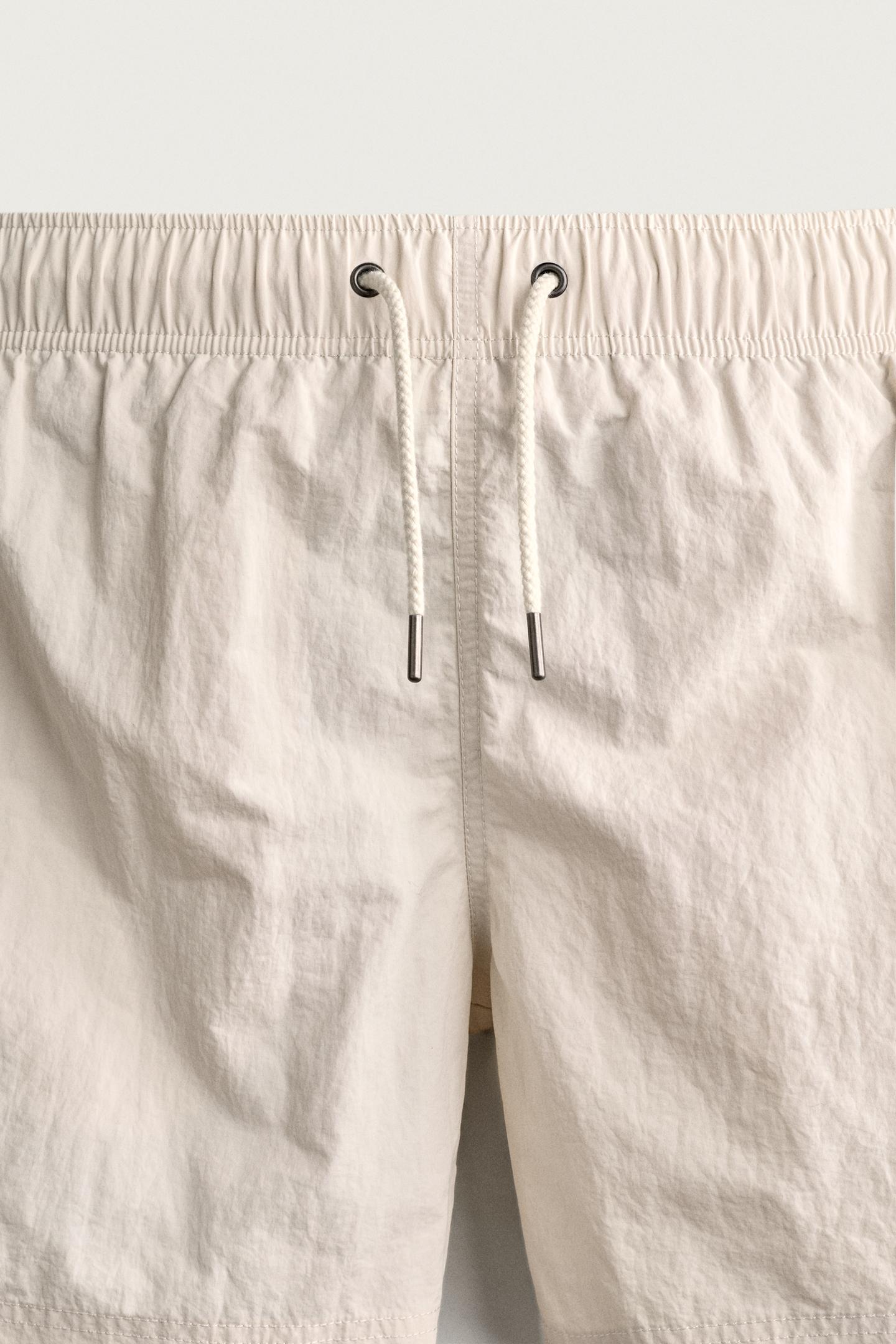 Пляжные шорты для мужчин, средней длины — Zara, цвет: Экрю — фото 3