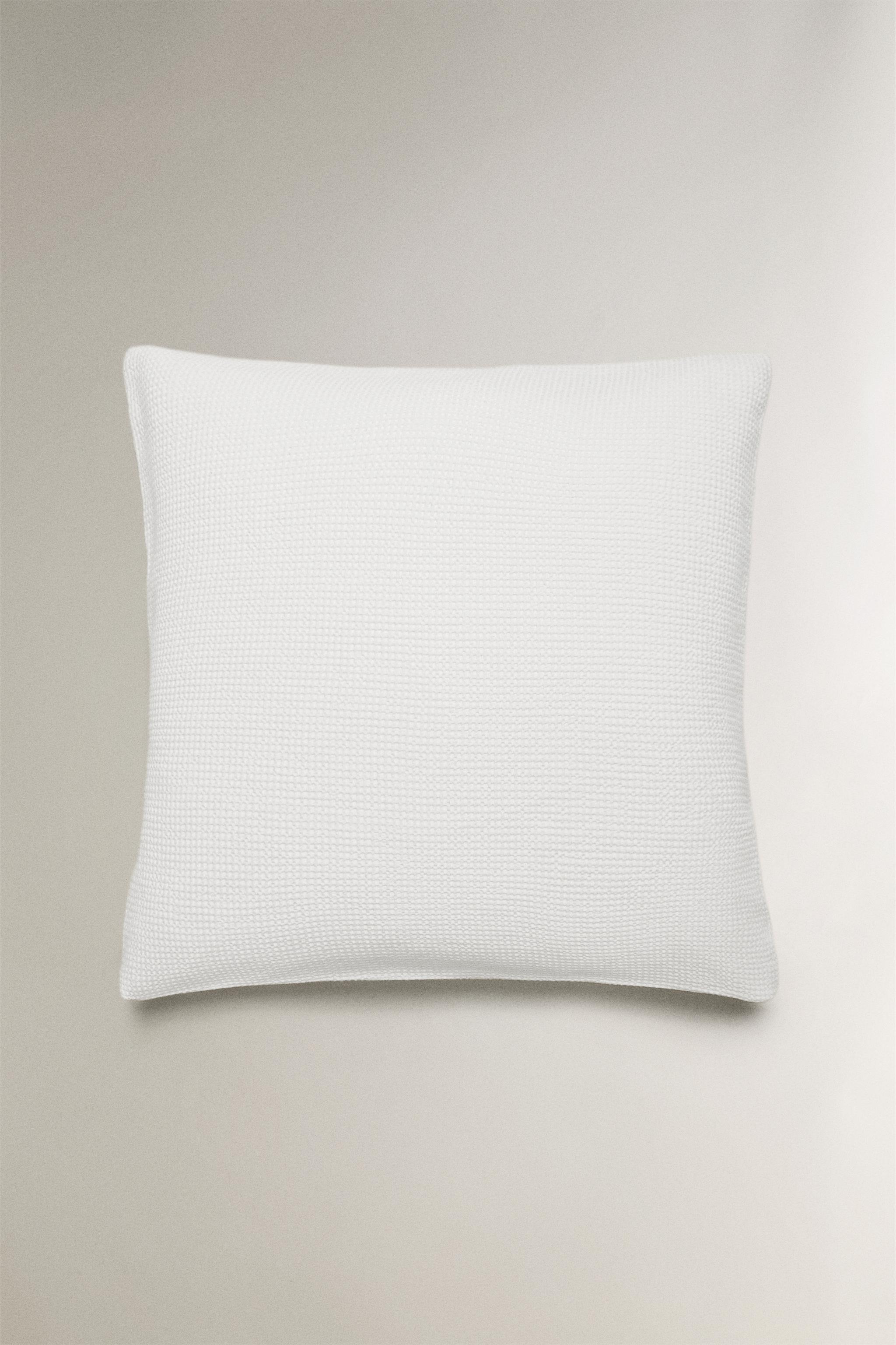 MINI WAFFLE-KNIT COTTON PILLOWCASE — White
