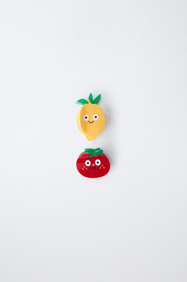 TWO-PACK OF TOMATO AND LEMON HAIR CLIPS - Red by Zara