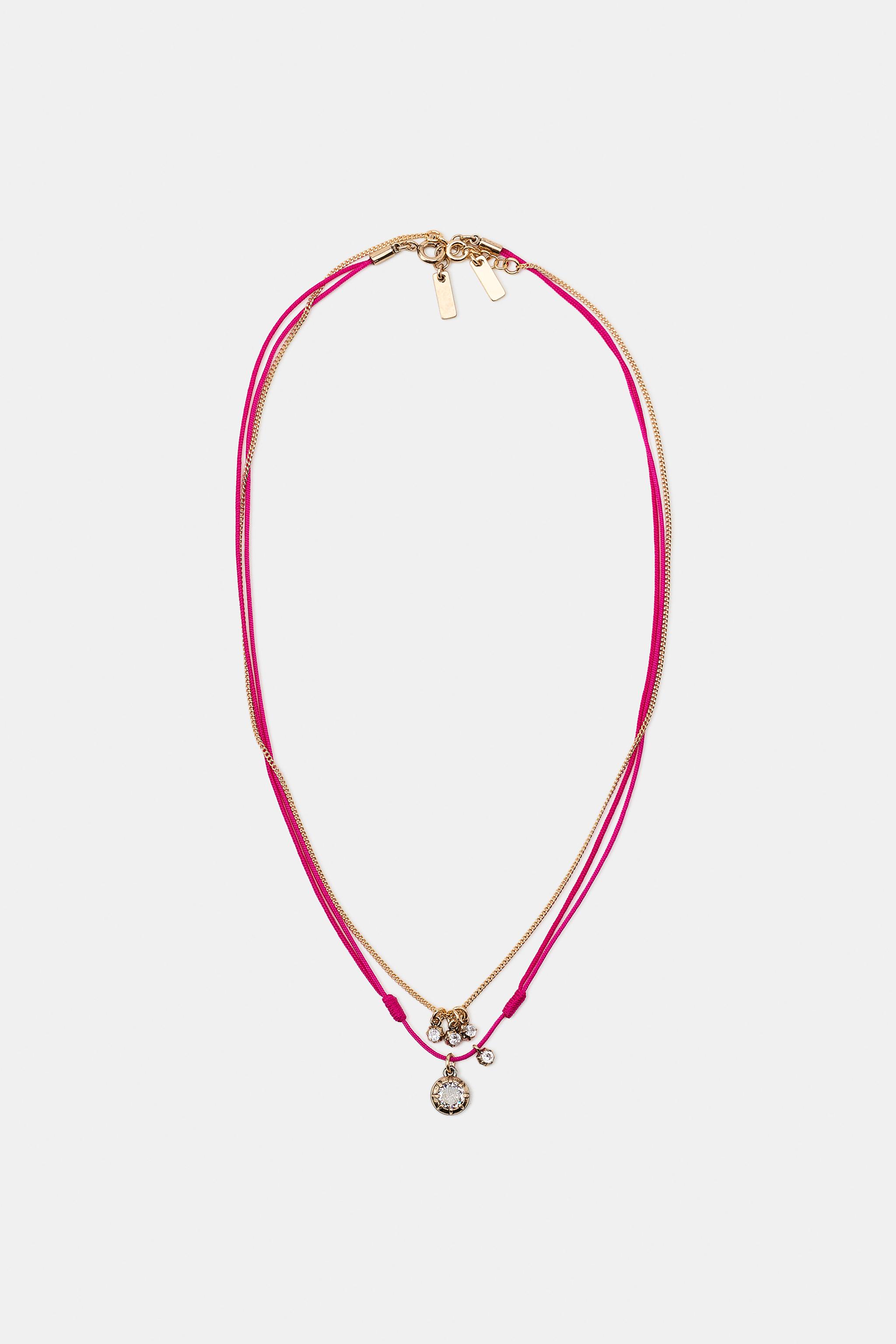 PACK OF 2 SPARKLE CORD NECKLACES — Fuchsia (alternate view)