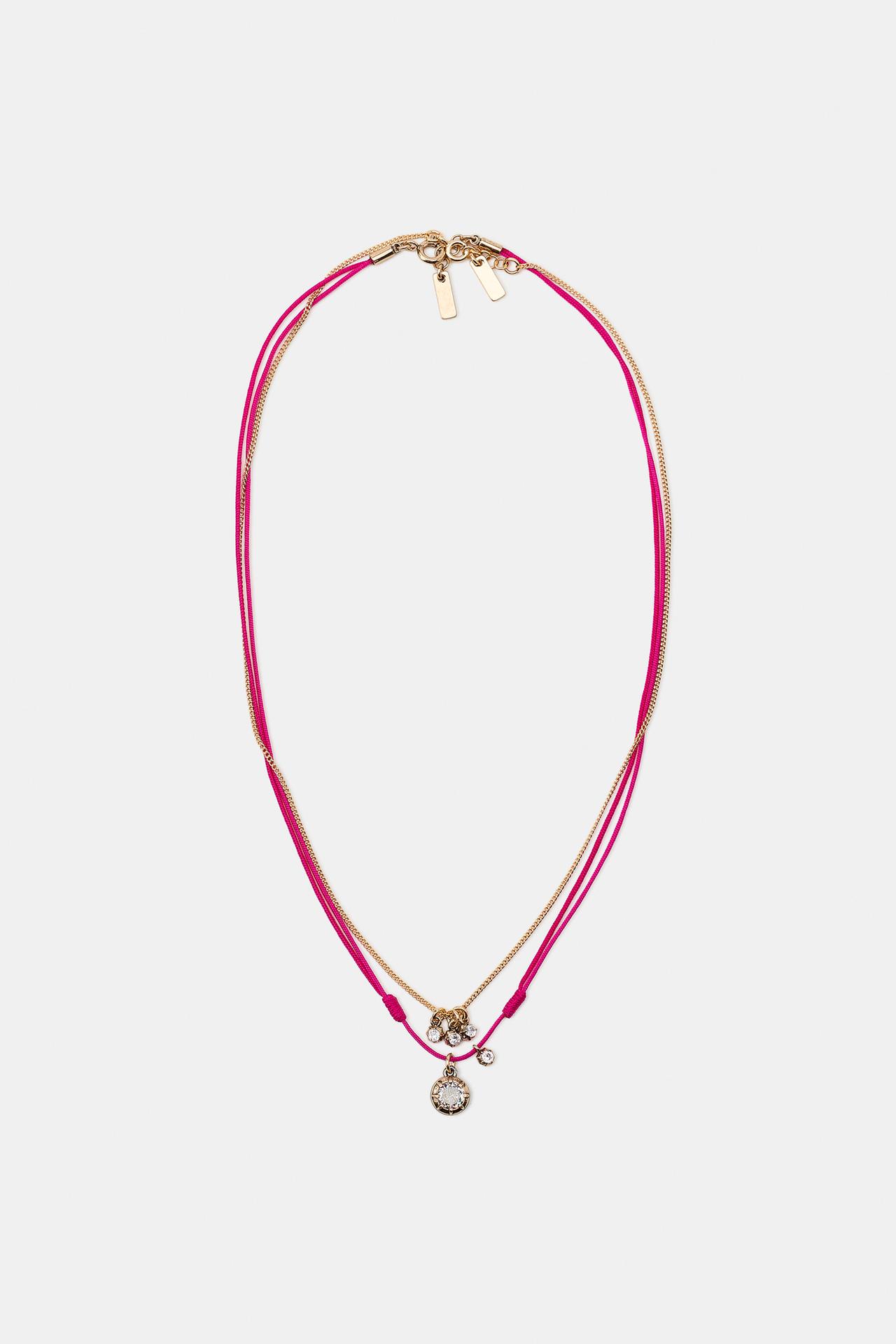 PACK OF 2 SPARKLE CORD NECKLACES — Fuchsia