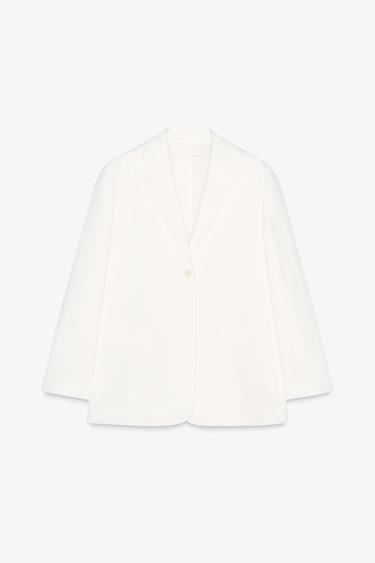 ZW COLLECTION LINEN BLEND BLAZER - White by Zara - Image 4