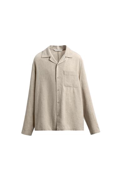 FLUID LYOCELL - LINEN SHIRT - Light beige by Zara