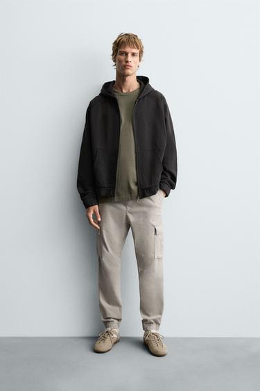 Zara SLIM FIT CARGO PANTS - Light gray