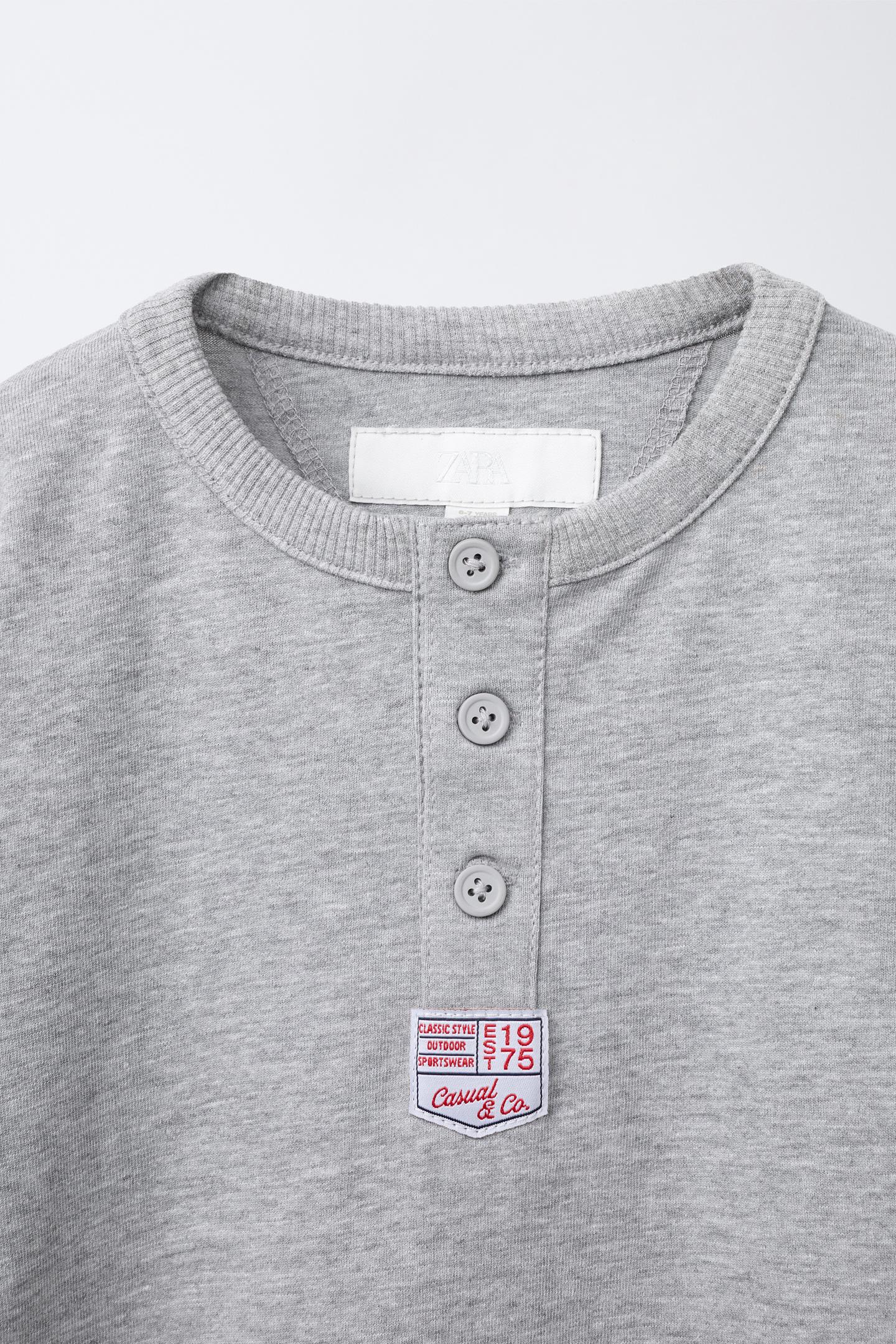 Детская футболка Zara Henley Label, цвет: Серый — фото 3