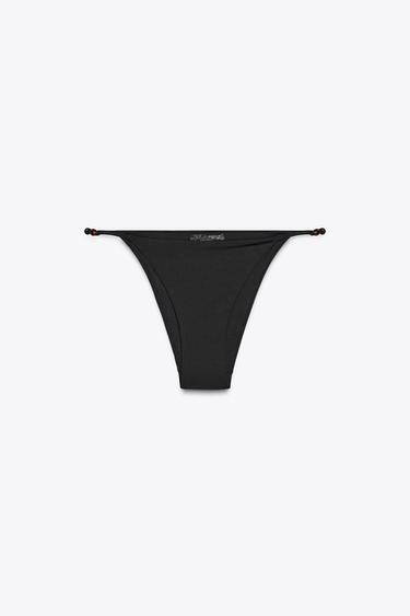 KNOT AND BEAD BIKINI BOTTOMS - Black by Zara - Image 3