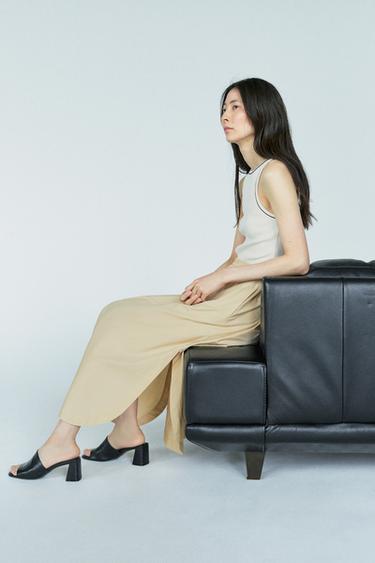 コンビ素材ミディワンピースエクリュ/ベージュZaraのコンビ素材ミディワンピース - エクリュ/ベージュ