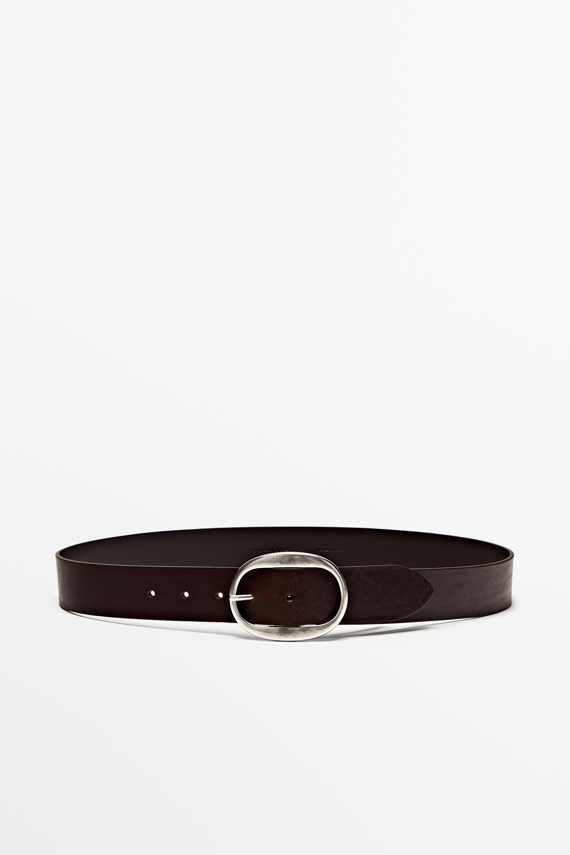 Ceinture en cuir nappa avec boucle ovale