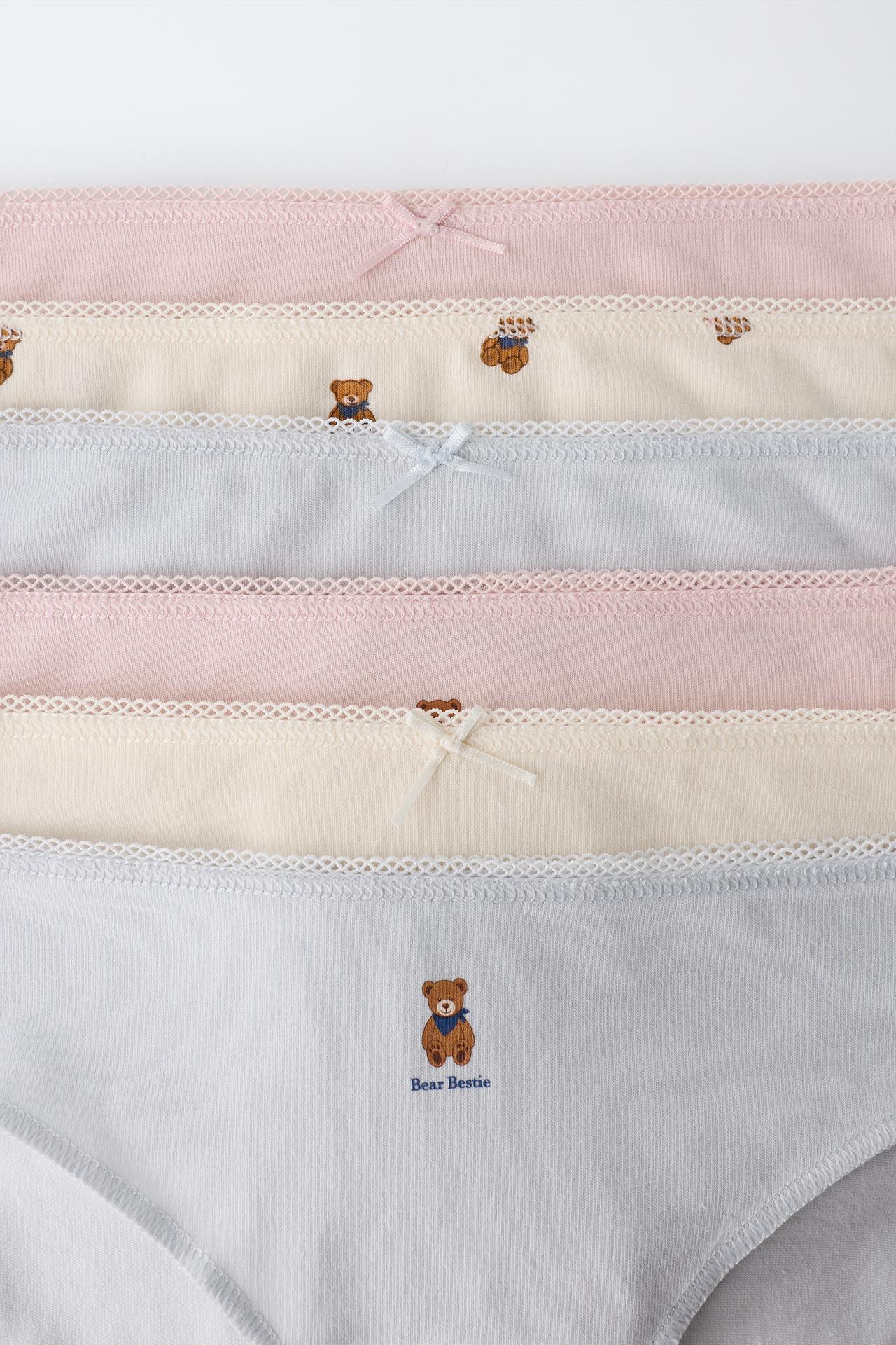 AGES 6-14 / 6-PACK TEDDY BEAR PRINT UNDERWEAR — Pink