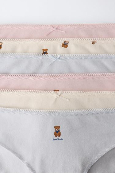 AGES 6-14 / 6-PACK TEDDY BEAR PRINT UNDERWEAR — Pink 2