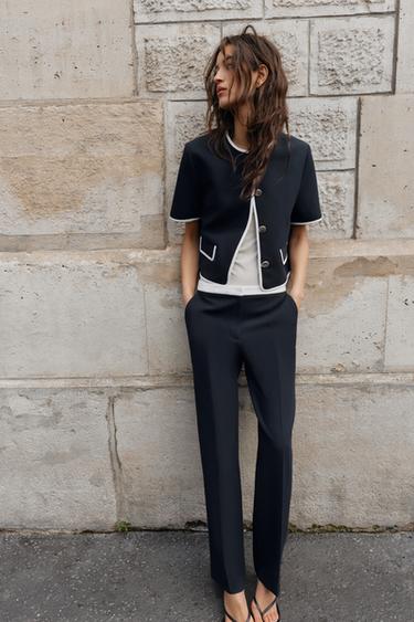 SHORT SLEEVE BLAZER - Navy blue by Zara