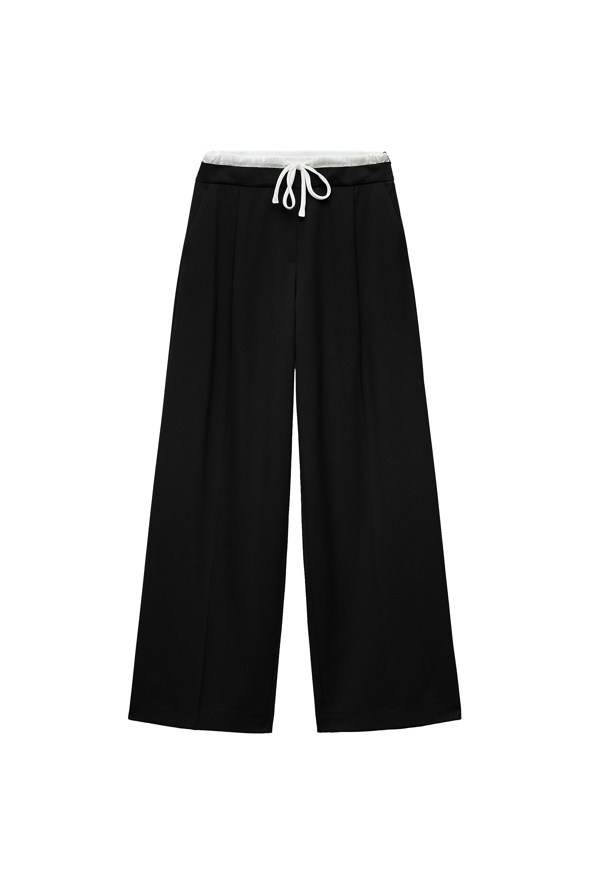 Женские брюки Zara DOUBLE WAISTBAND WIDE-LEG TROUSERS — фото 10