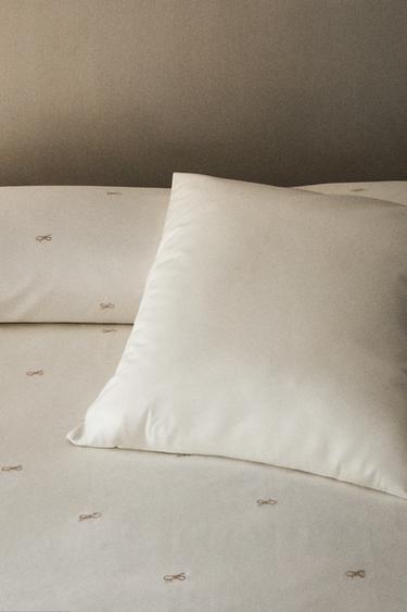 COTTON SATEEN DUVET COVER WITH BOWS (300 THREAD COUNT) - Cava by Zara