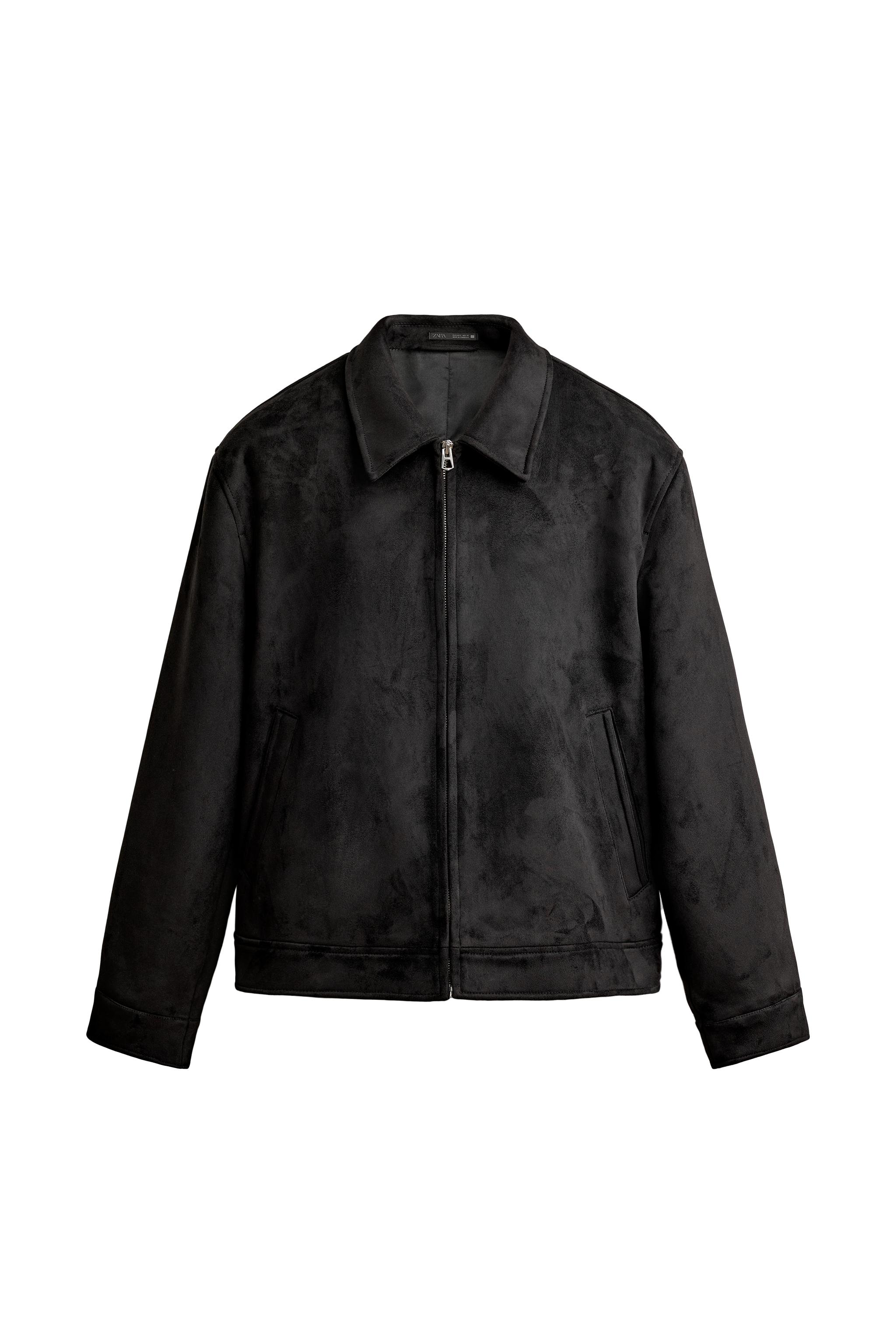 ZARA フェイクスエードレギュラーフィットジャケット　ブラックM レギュラーフィット フェイクスエードジャケット - ブラック | ZARA