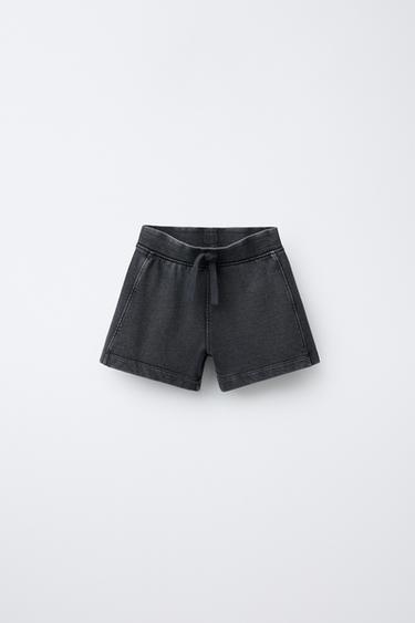 Zara PLUSH WASHED EFFECT SHORTS - Anthracite grey