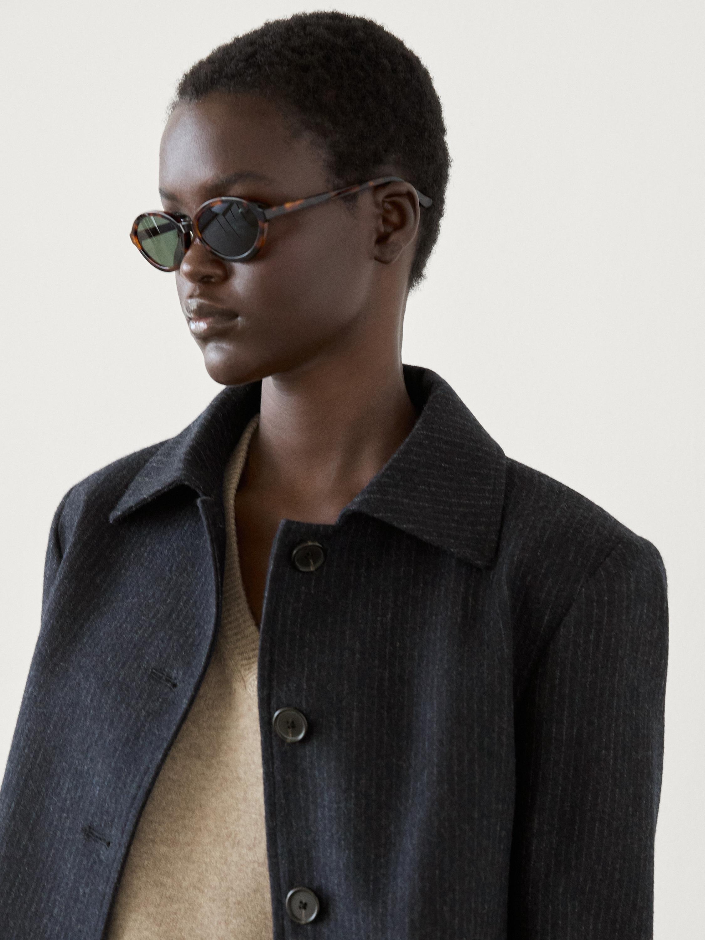 Short pinstripe wool blend jacket - Deep blue | ZARA United