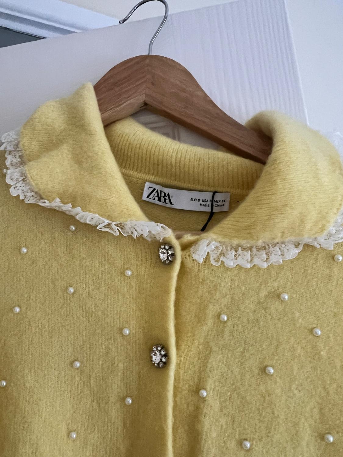 KNIT CARDIGAN WITH FAUX PEARL APPLIQUÉS - Image 3