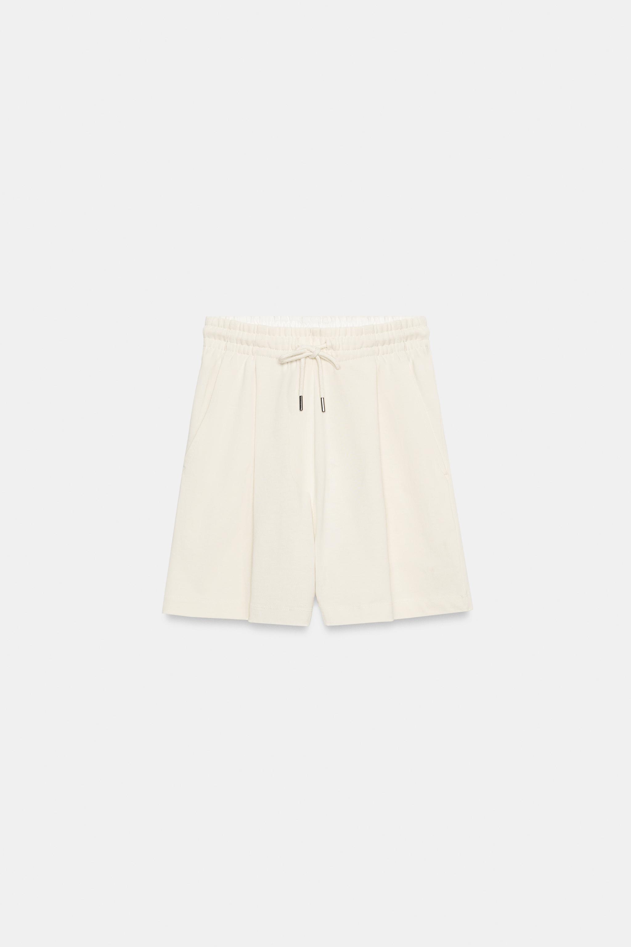 Женские шорты Zara HEAVY COTTON PLEATED SHORTS — фото 6