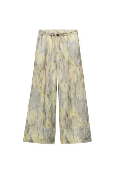 PRINTED PALAZZO RAMIE TROUSERS