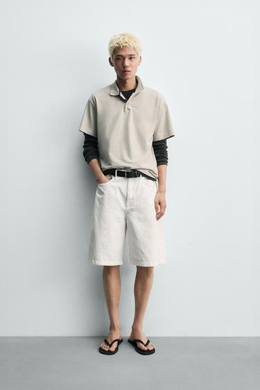 Zara BAGGY FIT SHORTS - White