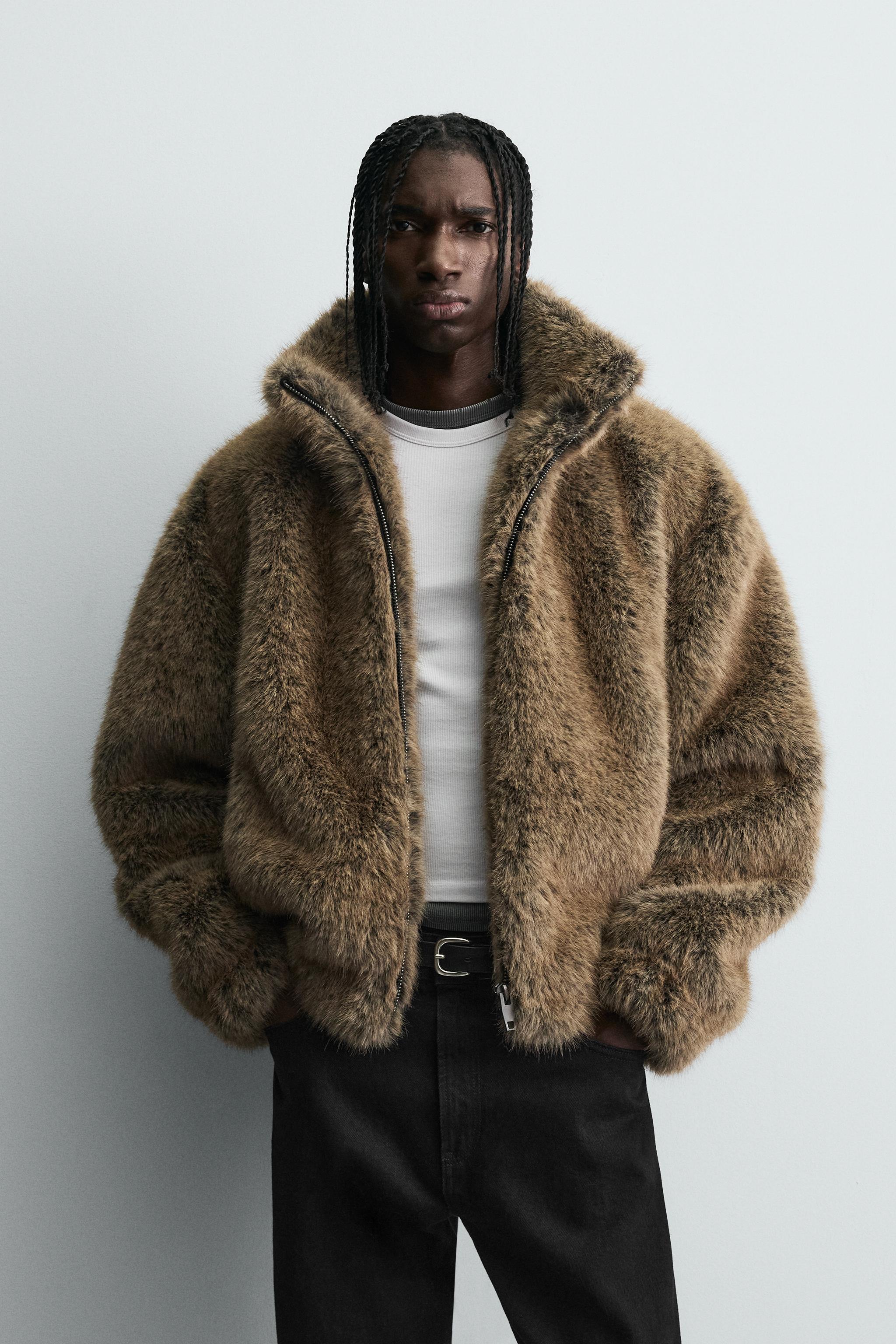 ショートフェイクファーコート - ブラウン | ZARA Japan / 日本