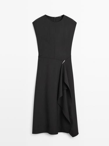 Vestido midi detalle broche - Gris Antracita de Zara