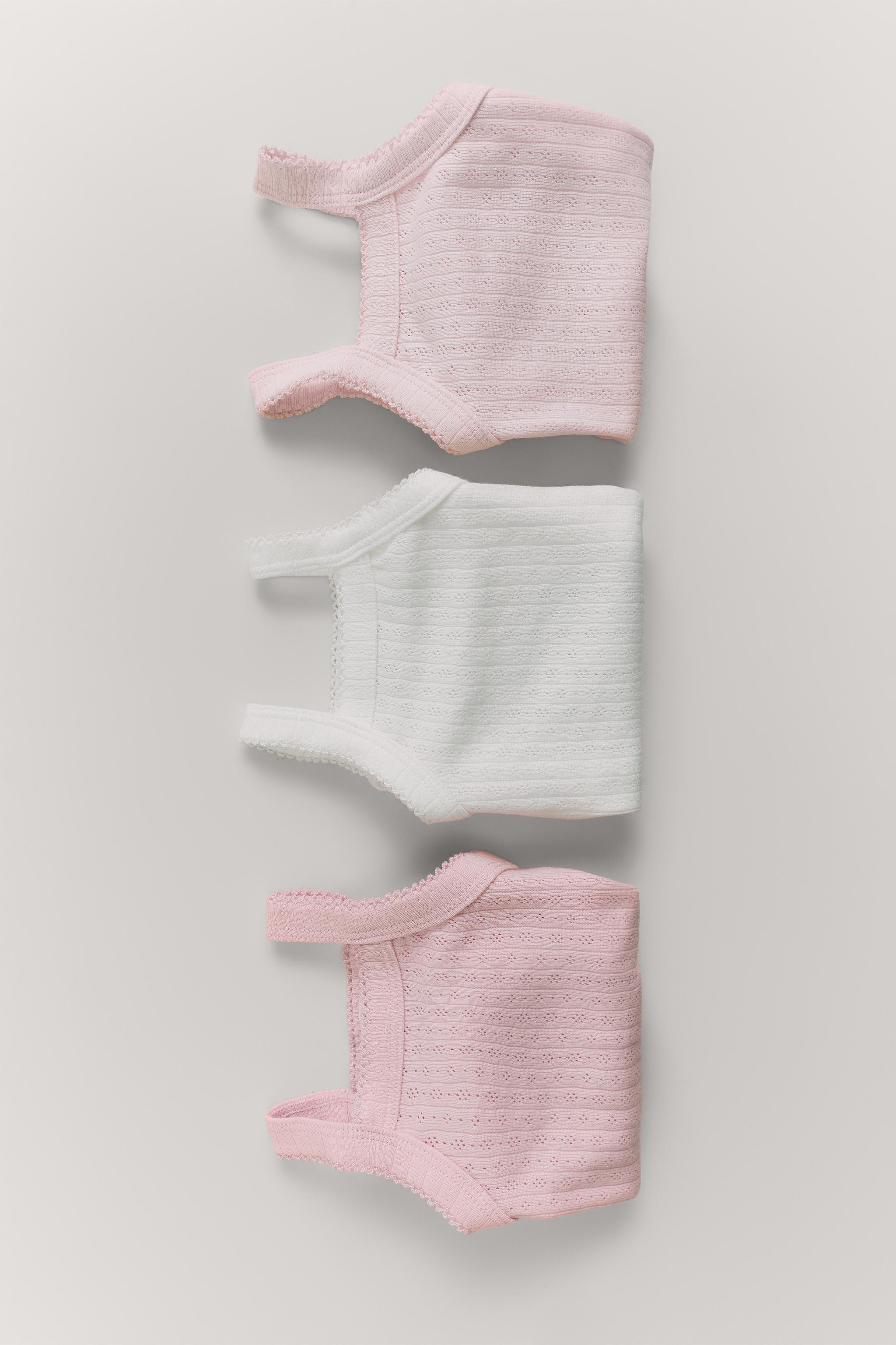 THREE-PACK OF POINTELLE STRAP BODYSUITS — Pink