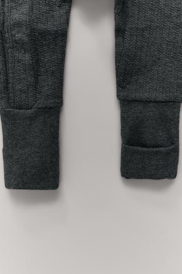 CONVERTIBLE FOOT MELANGE TEXTURED SLEEPSUIT - Anthracite grey by Zara